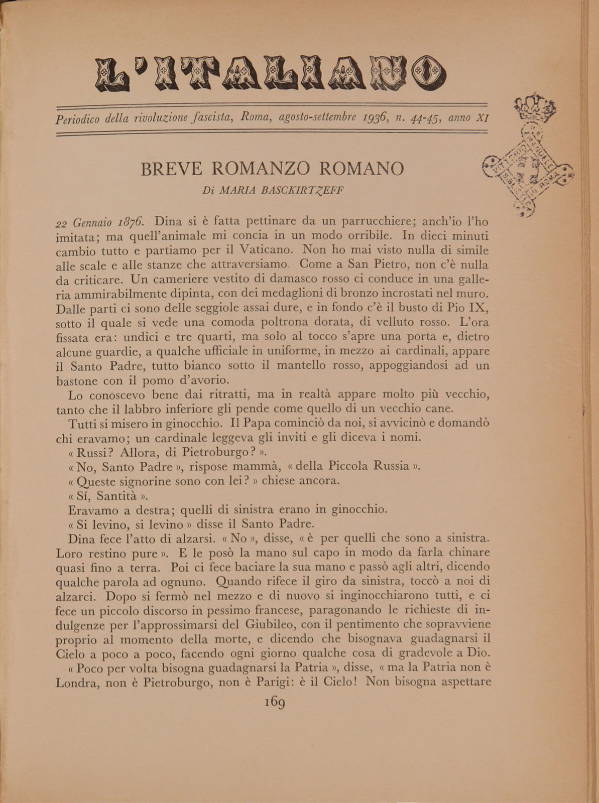 L'Italiano - 11 (1936), n. 44-45, pp. 169-178
